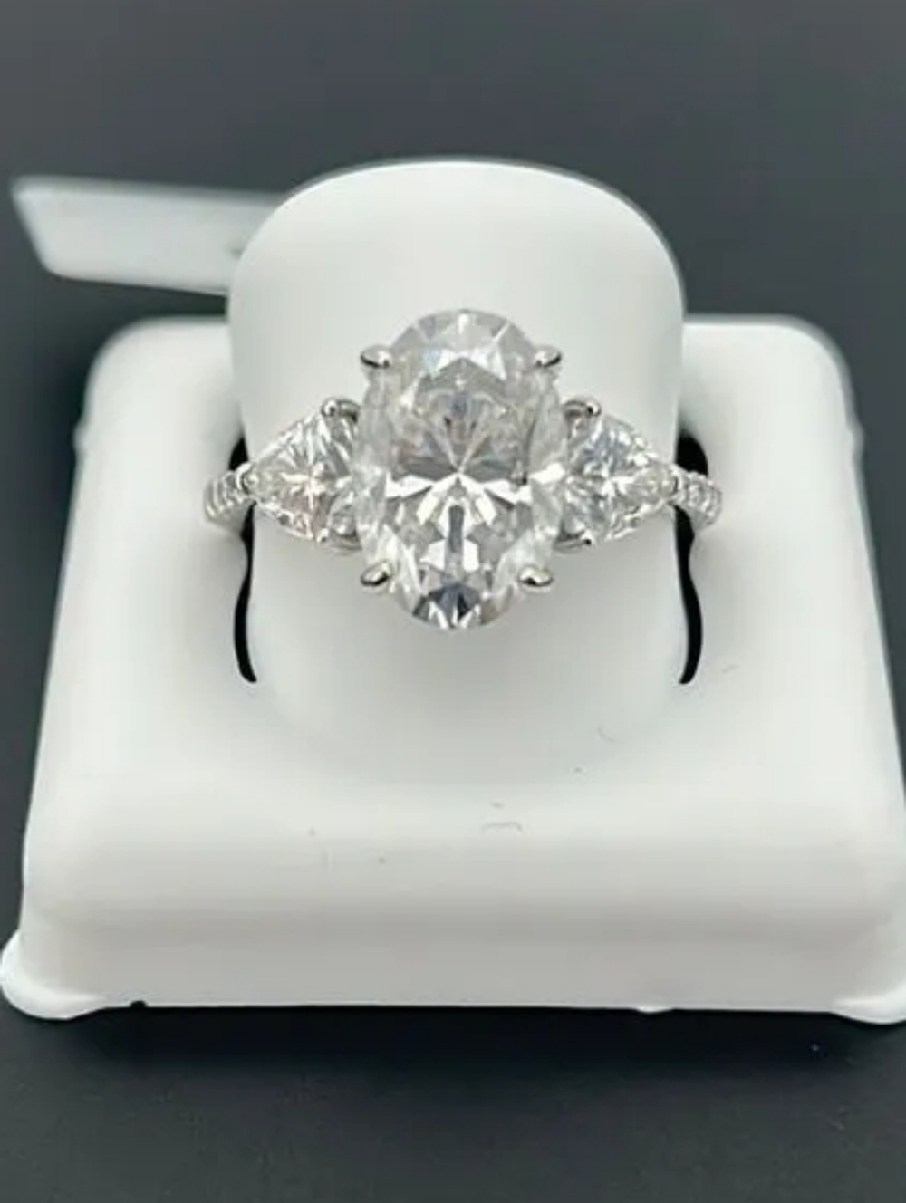 Oval & Trillion Three Stone Moissanite Ring